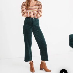 Madewell Green Corduroy Wide-Leg Pants